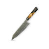 cuchillo acero damasco mango de resina y madera estabilizada