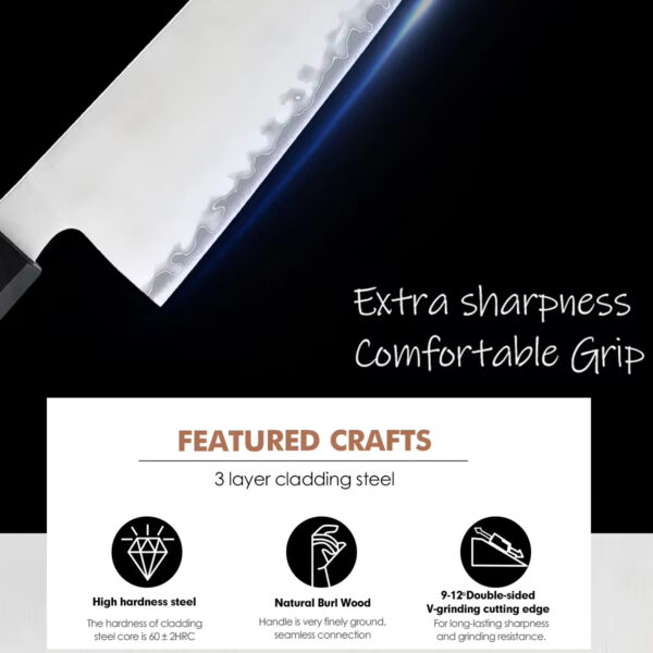 Cuchillo Gyuto Damasco Yusenzu 9.5” | Resina & Madera Exótica